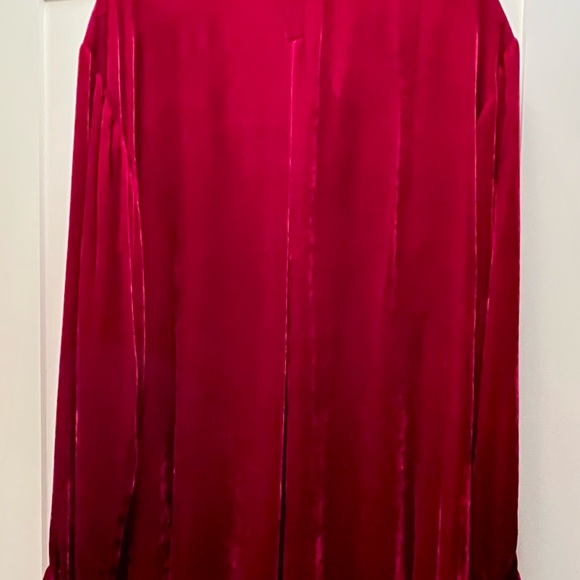 Johnny Was Burgundy Velvet Oversized Floral Blouse - Picture 5 of 7